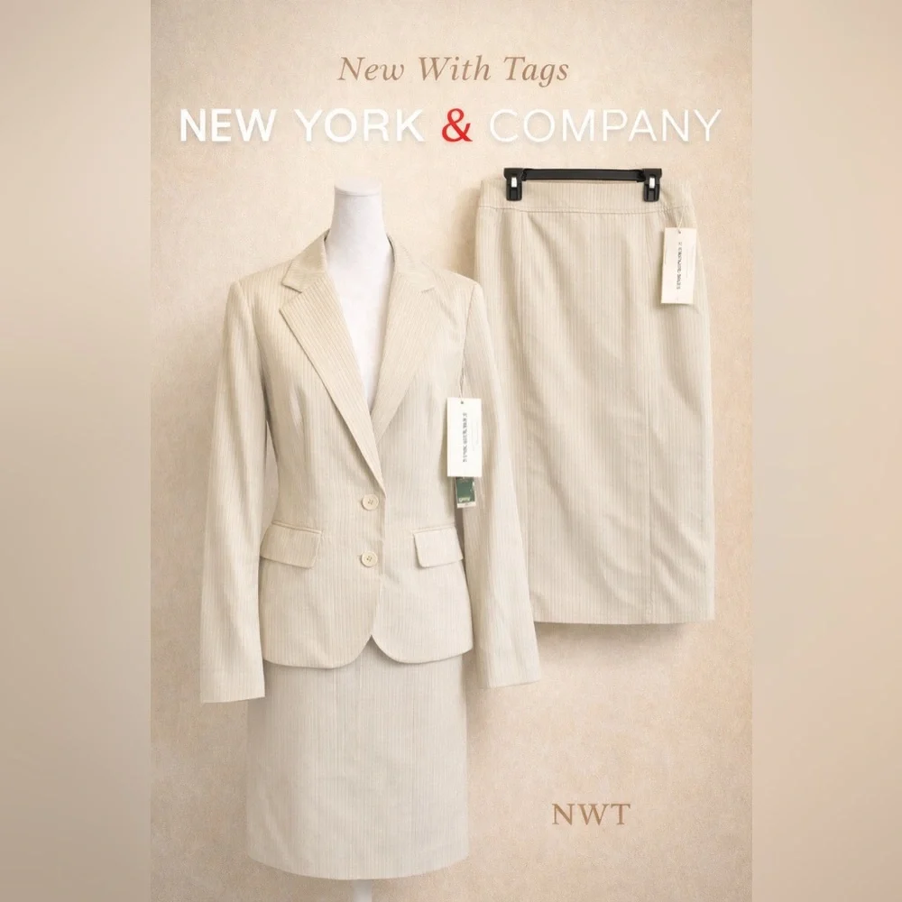 New York & Company Cream Blazer size 8 and Skirt size 4 Set